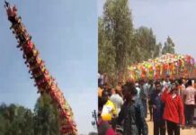 ಹುಸ್ಕೂರು ಮದ್ದೂರಮ್ಮ ಜಾತ್ರೆಯಲ್ಲಿ ಅವಘಡ- ನಿಯಂತ್ರಣ ತಪ್ಪಿ ನೆಲಕ್ಕುರುಳಿದ 120 ಅಡಿ ಎತ್ತರದ ತೇರು…