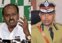 ಬೆದರಿಕೆ ಆರೋಪ ಮಾಡಿ ಸಚಿವ ಹೆಚ್.ಡಿ.ಕುಮಾರಸ್ವಾಮಿ ವಿರುದ್ಧ ದೂರು ದಾಖಲಿಸಿದ ಲೋಕಾಯುಕ್ತ ಎಡಿಜಿಪಿ ಚಂದ್ರಶೇಖರ್.